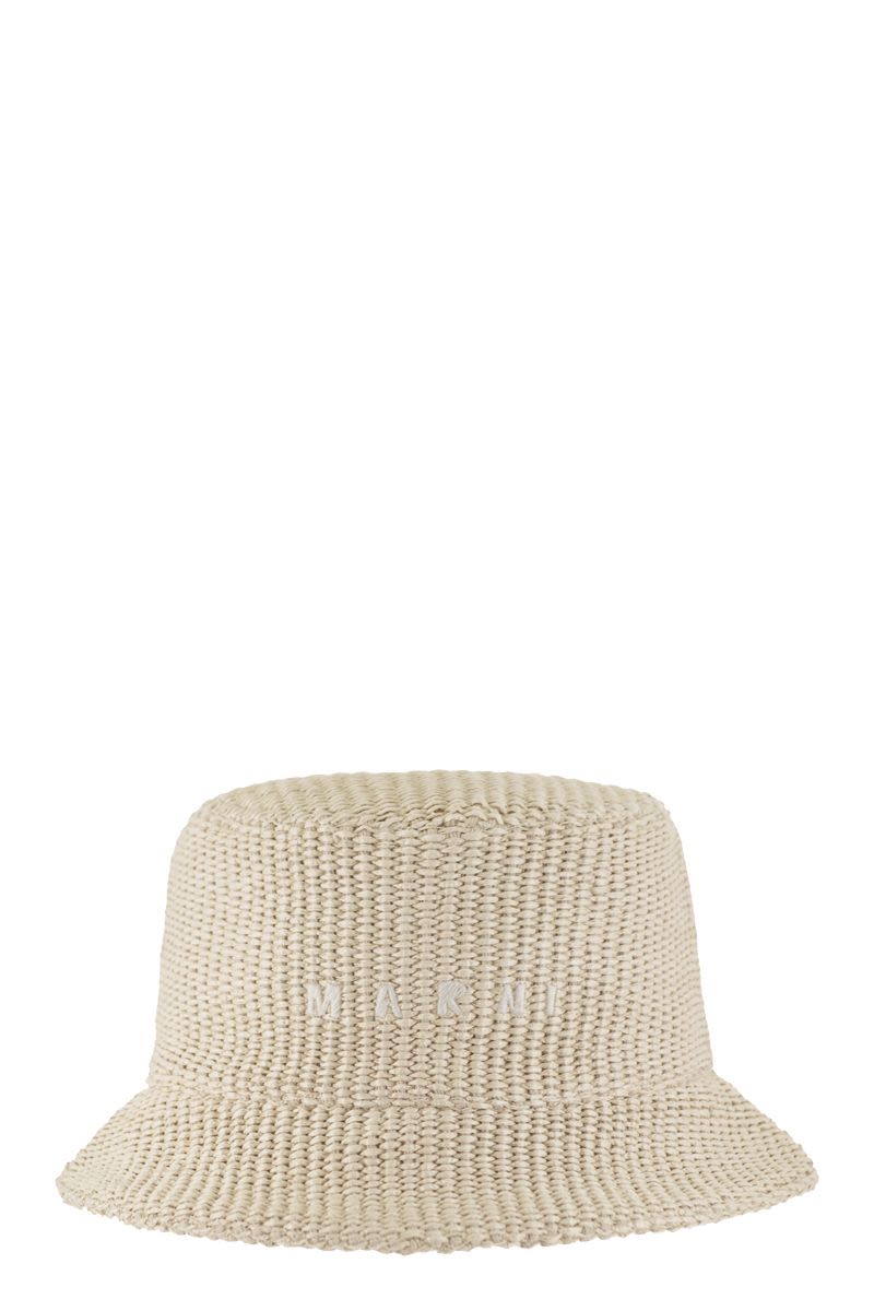 Raffia-effect fabric bucket hat - VOGUERINI