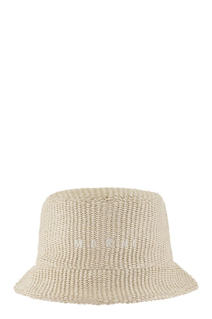 Raffia-effect fabric bucket hat - VOGUERINI