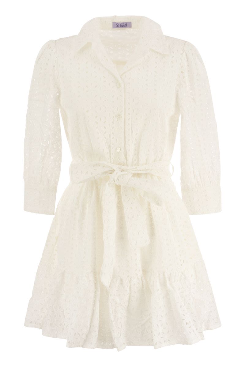 Short cotton dress with embroidery - VOGUERINI