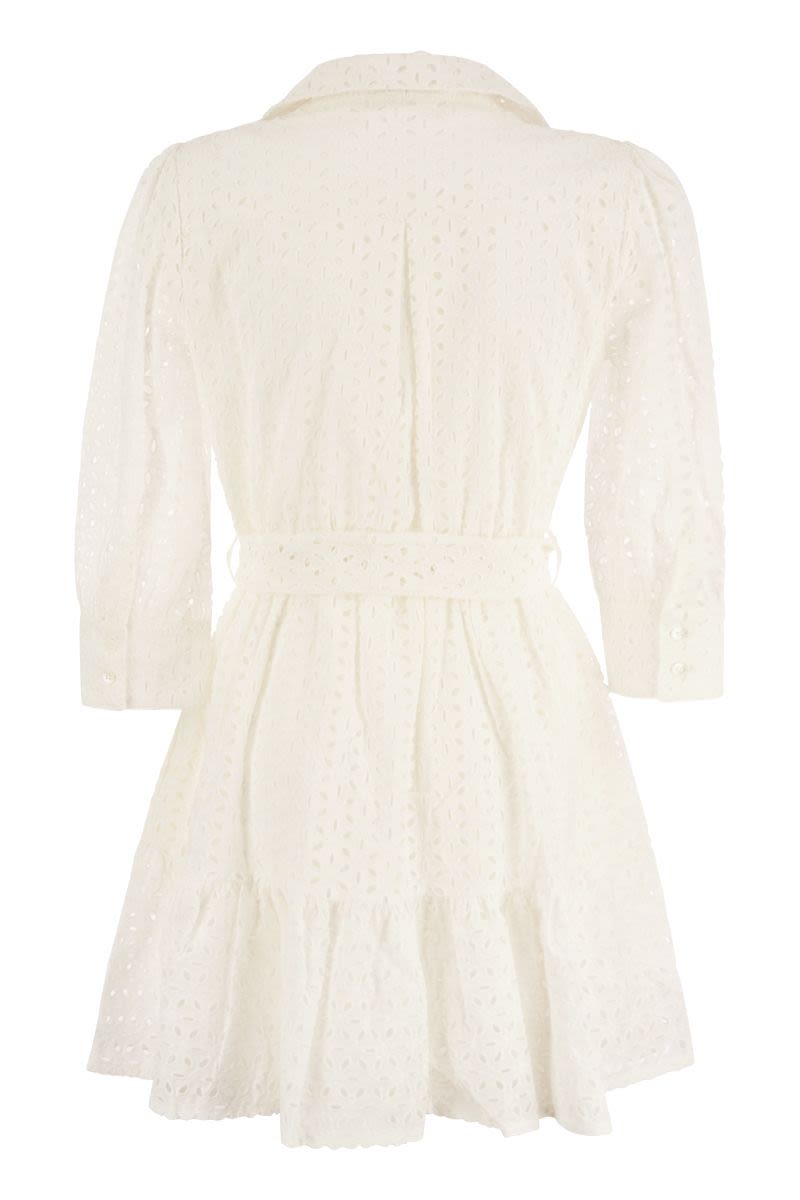 Short cotton dress with embroidery - VOGUERINI