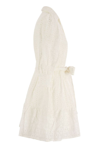 Short cotton dress with embroidery - VOGUERINI