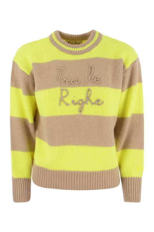 Brushed crew-neck jumper with lettering - VOGUERINI