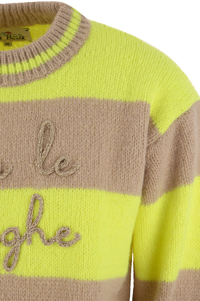 Brushed crew-neck jumper with lettering - VOGUERINI