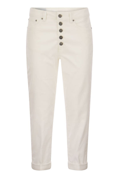 KOONS - Multi-striped velvet trousers with jewelled buttons - VOGUERINI