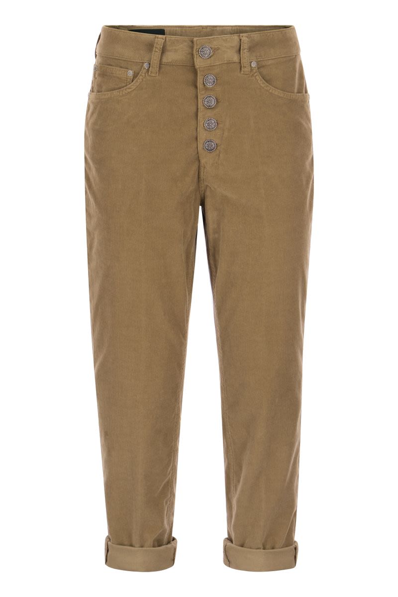 KOONS - Multi-striped velvet trousers with jewelled buttons - VOGUERINI