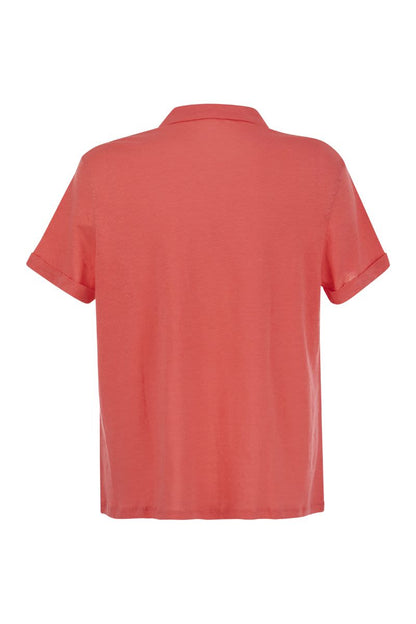 Short-sleeved linen polo shirt - VOGUERINI