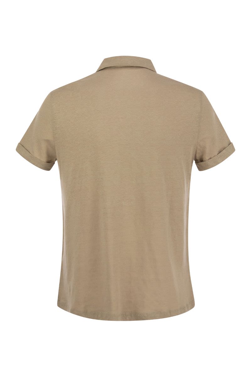 Short-sleeved linen polo shirt - VOGUERINI