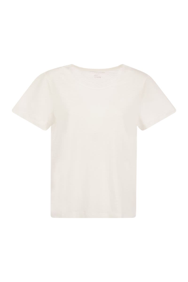 Crew-neck T-shirt in linen and short sleeve - VOGUERINI