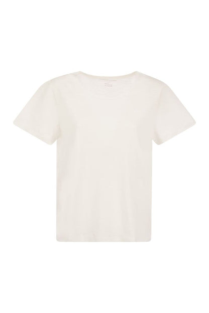 Crew-neck T-shirt in linen and short sleeve - VOGUERINI