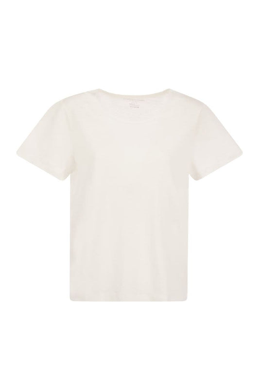 Crew-neck T-shirt in linen and short sleeve - VOGUERINI