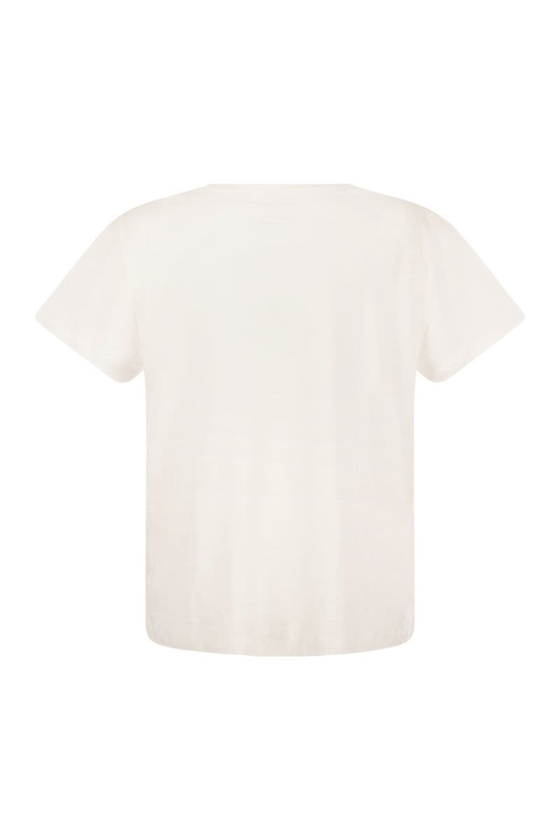 Crew-neck T-shirt in linen and short sleeve - VOGUERINI