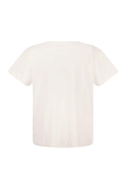 Crew-neck T-shirt in linen and short sleeve - VOGUERINI