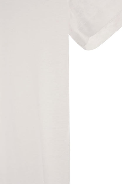 Crew-neck T-shirt in linen and short sleeve - VOGUERINI