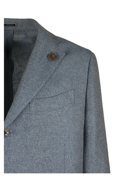 Single-breasted two-button jacket with herringbone pattern - VOGUERINI