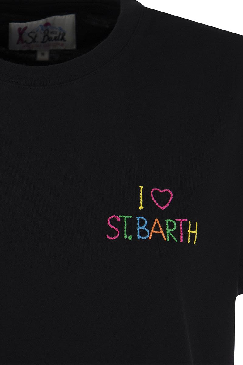 T-shirt with I LOVE ST BARTH embroidery on chest - VOGUERINI