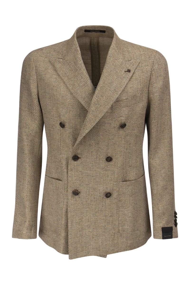 Linen and wool blend double-breasted jacket - VOGUERINI