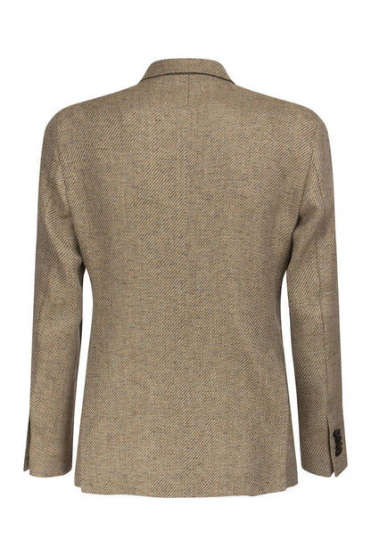 Linen and wool blend double-breasted jacket - VOGUERINI