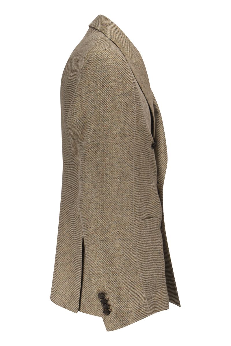 Linen and wool blend double-breasted jacket - VOGUERINI