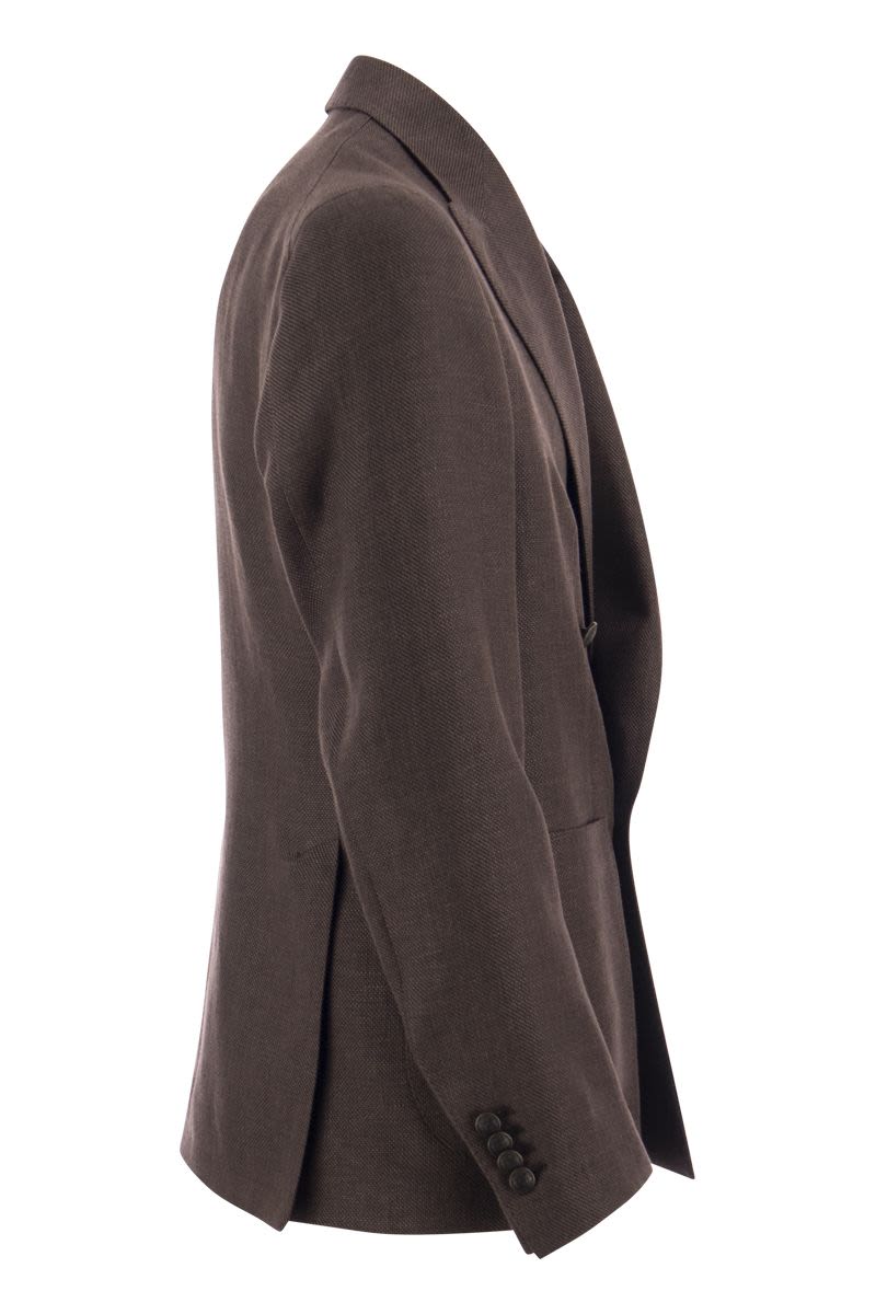 Double-breasted jacket in wool and linen - VOGUERINI