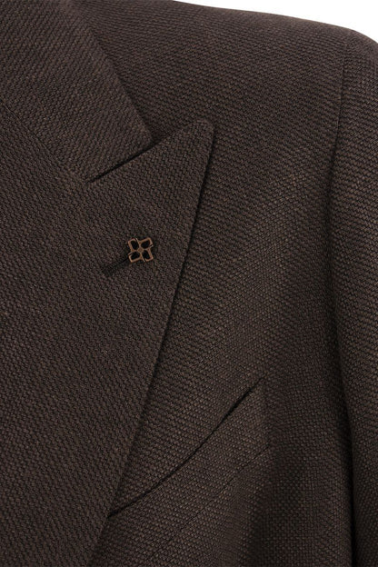 Double-breasted jacket in wool and linen - VOGUERINI