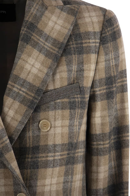 Double-breasted checked blazer - VOGUERINI