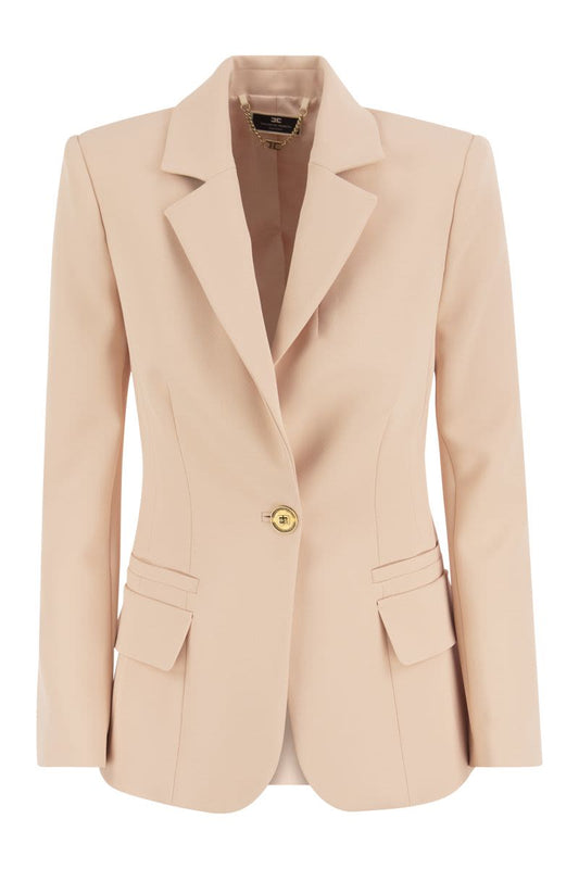 Double stretch crepe single-breasted jacket - VOGUERINI