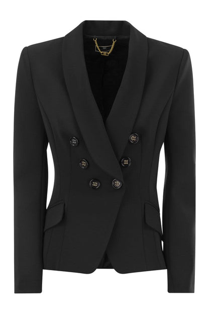 Double-breasted crepe jacket with shawl lapels - VOGUERINI