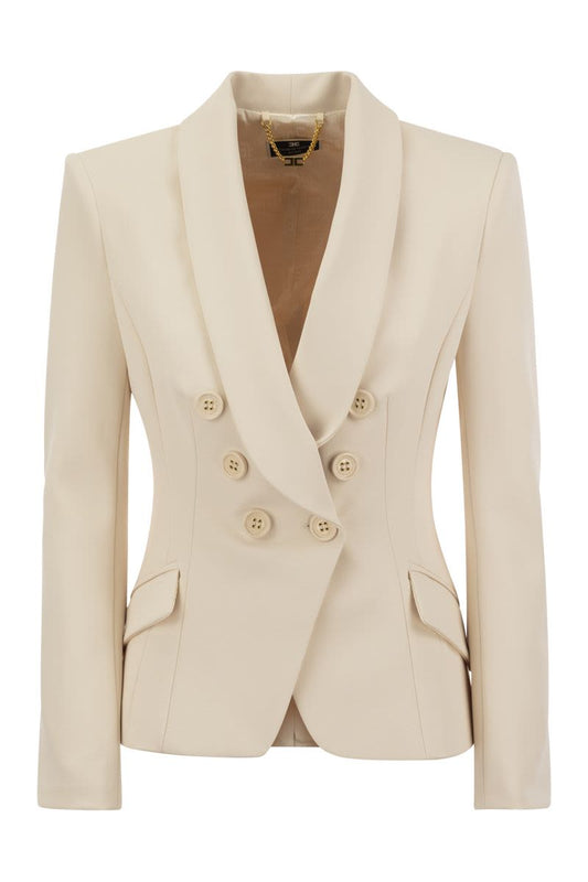 Double-breasted crepe jacket with shawl lapels - VOGUERINI