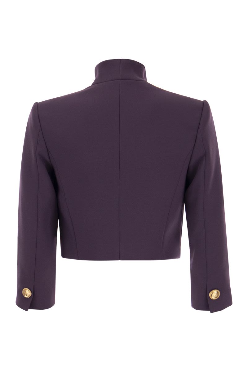 Crepe crop jacket with stand-up collar - VOGUERINI