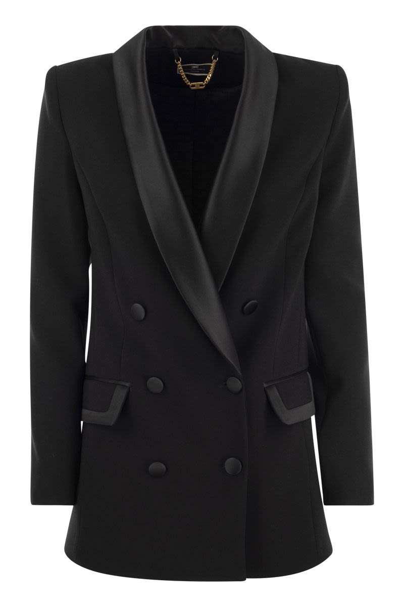 Double-breasted jacket in crepe and satin - VOGUERINI