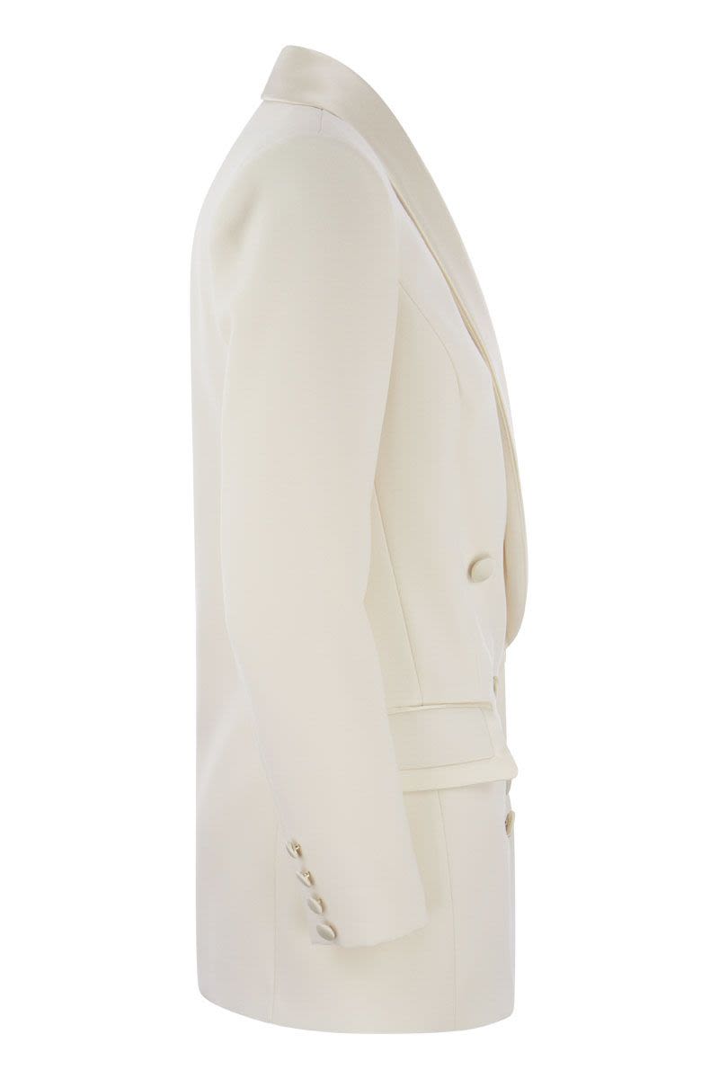 Double-breasted jacket in crepe and satin - VOGUERINI