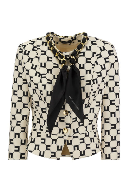 Logo print crepe jacket with foulard chain - VOGUERINI