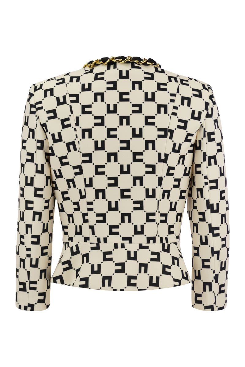 Logo print crepe jacket with foulard chain - VOGUERINI