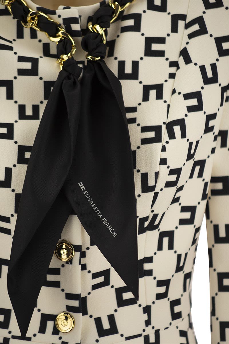 Logo print crepe jacket with foulard chain - VOGUERINI