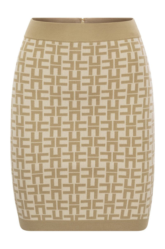 Viscose logo jacquard miniskirt - VOGUERINI