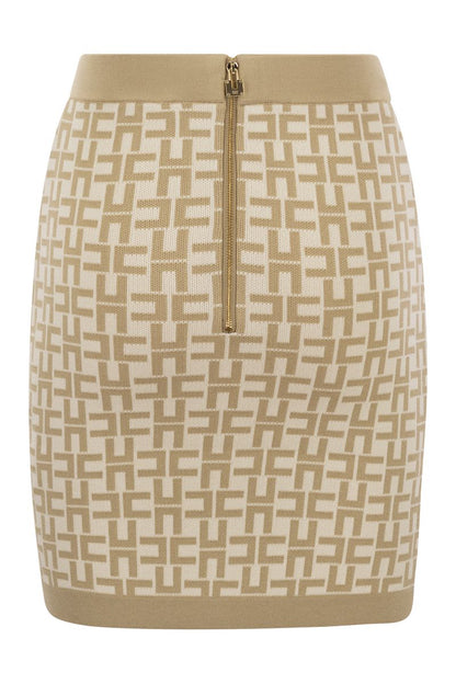 Viscose logo jacquard miniskirt - VOGUERINI