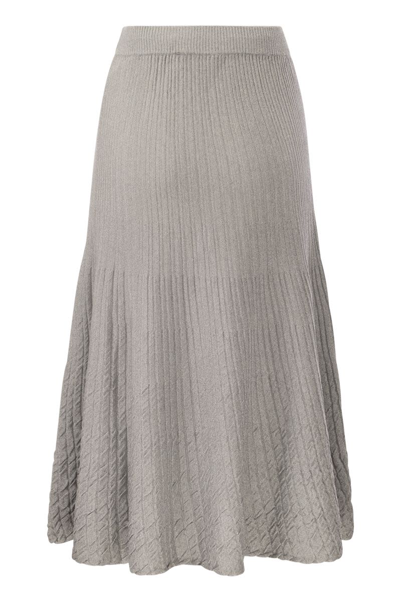 Metallised viscose midi skirt