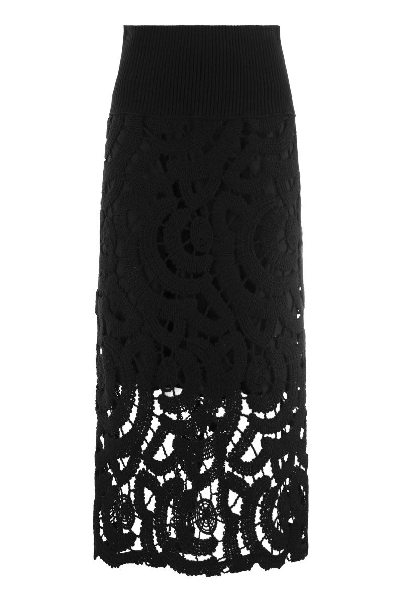 Embroidered wool blend skirt - VOGUERINI