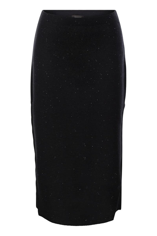 Cotton and linen pencil skirt with micro sequins - VOGUERINI
