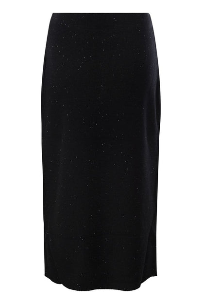 Cotton and linen pencil skirt with micro sequins - VOGUERINI