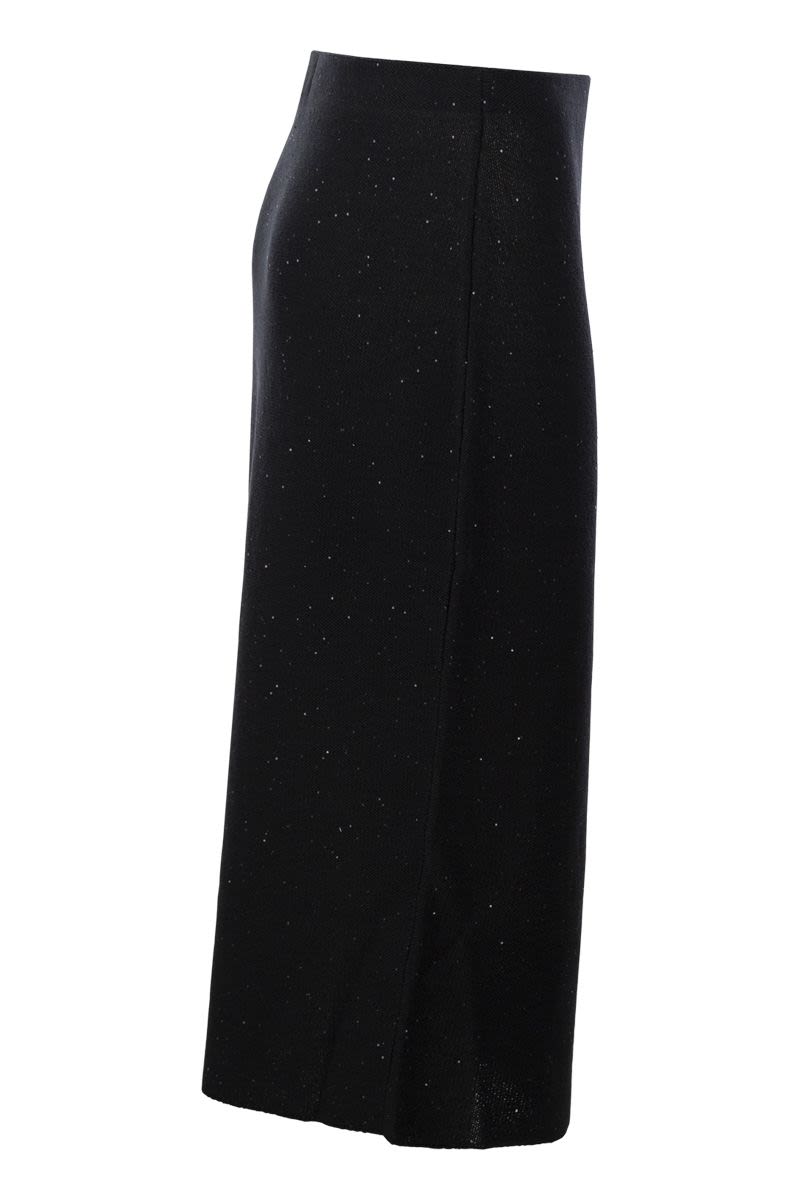 Cotton and linen pencil skirt with micro sequins - VOGUERINI