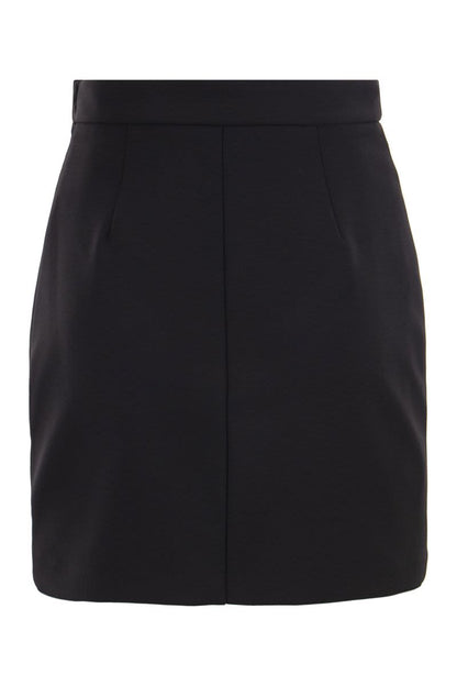 Crepe miniskirt with logo plaques - VOGUERINI