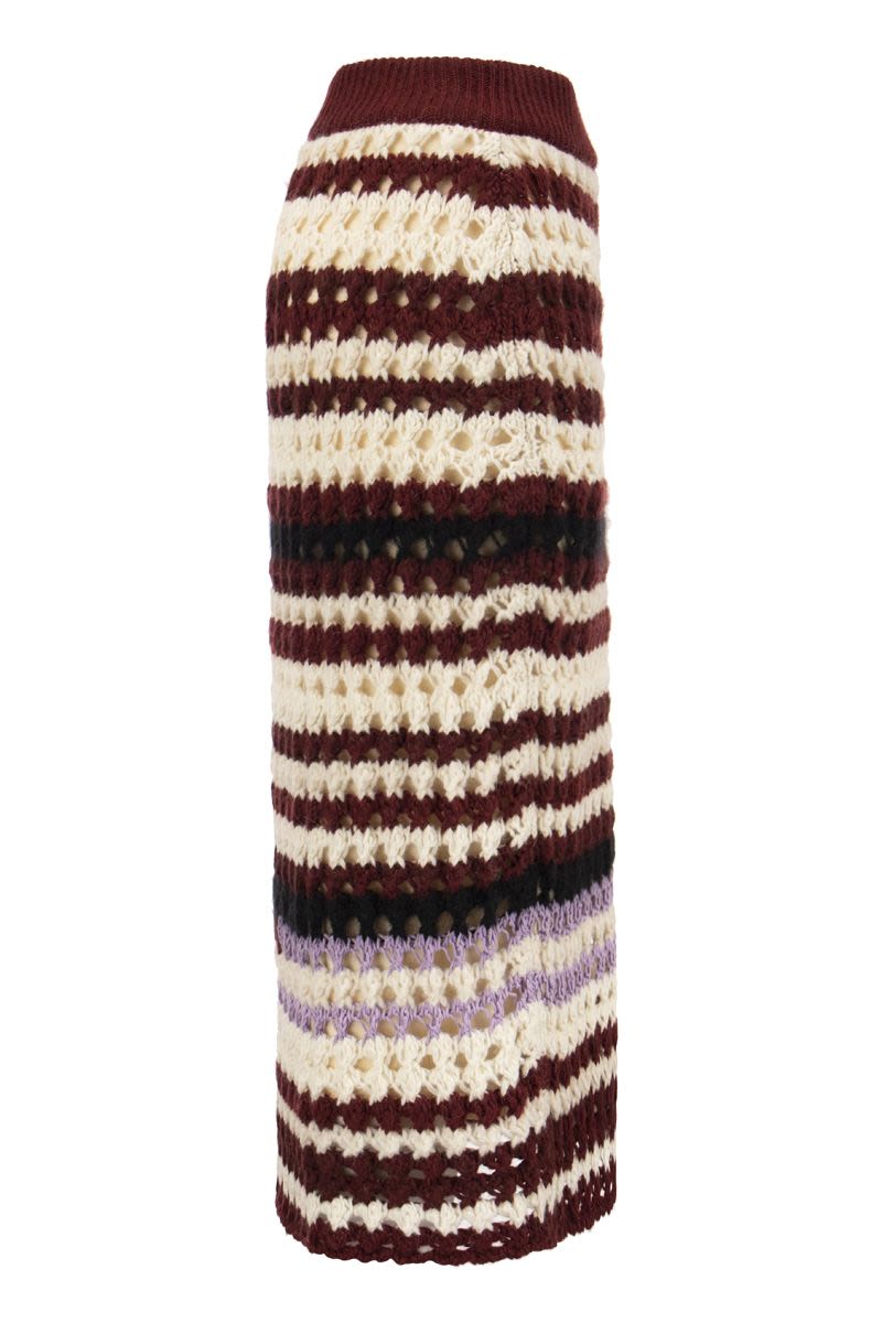 Striped wool blend Crochet Skirt - VOGUERINI