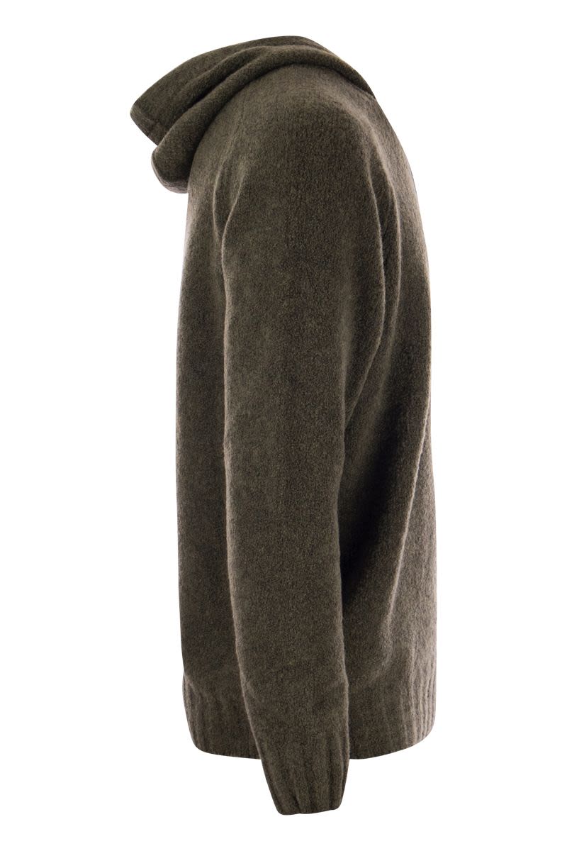 Wool pullover with hood - VOGUERINI