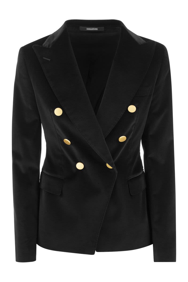 Double-breasted velvet blazer - VOGUERINI