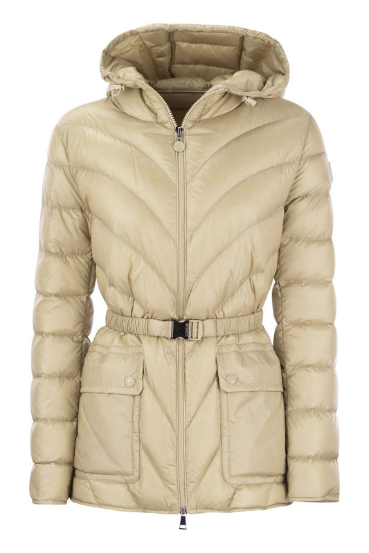 ARGENNO - Down jacket with hood and belt - VOGUERINI