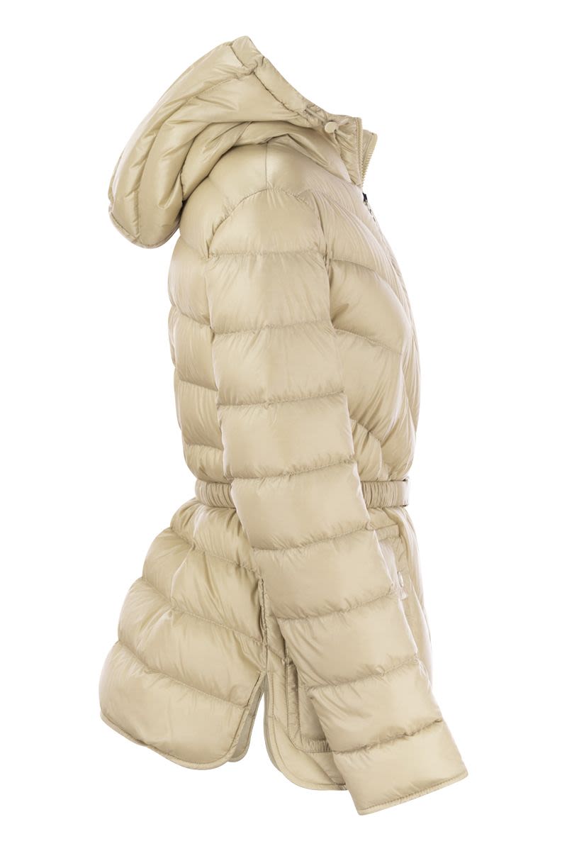 ARGENNO - Down jacket with hood and belt - VOGUERINI