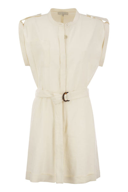 Linen and cotton blend overalls - VOGUERINI