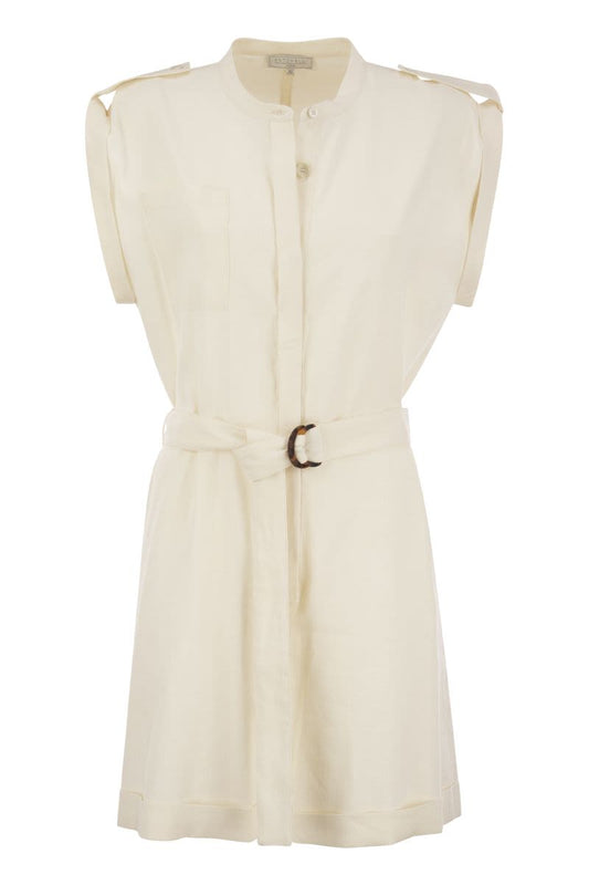 Linen and cotton blend overalls - VOGUERINI