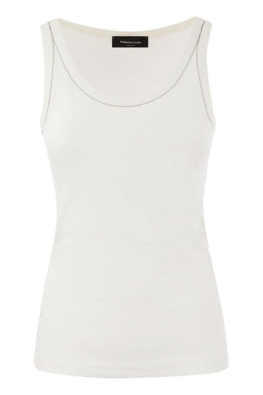 Ribbed jersey tank top - VOGUERINI